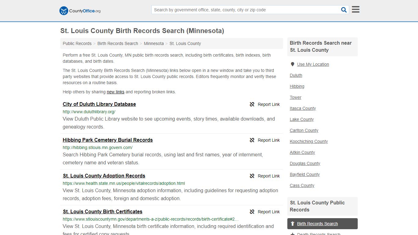 Birth Records Search - St. Louis County, MN (Birth Certificates ...