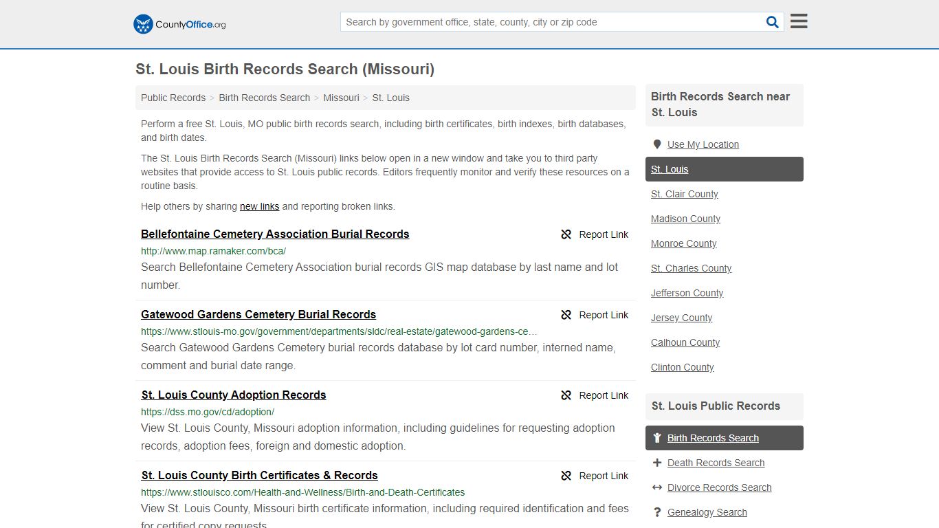 St. Louis Birth Records Search (Missouri) - County Office